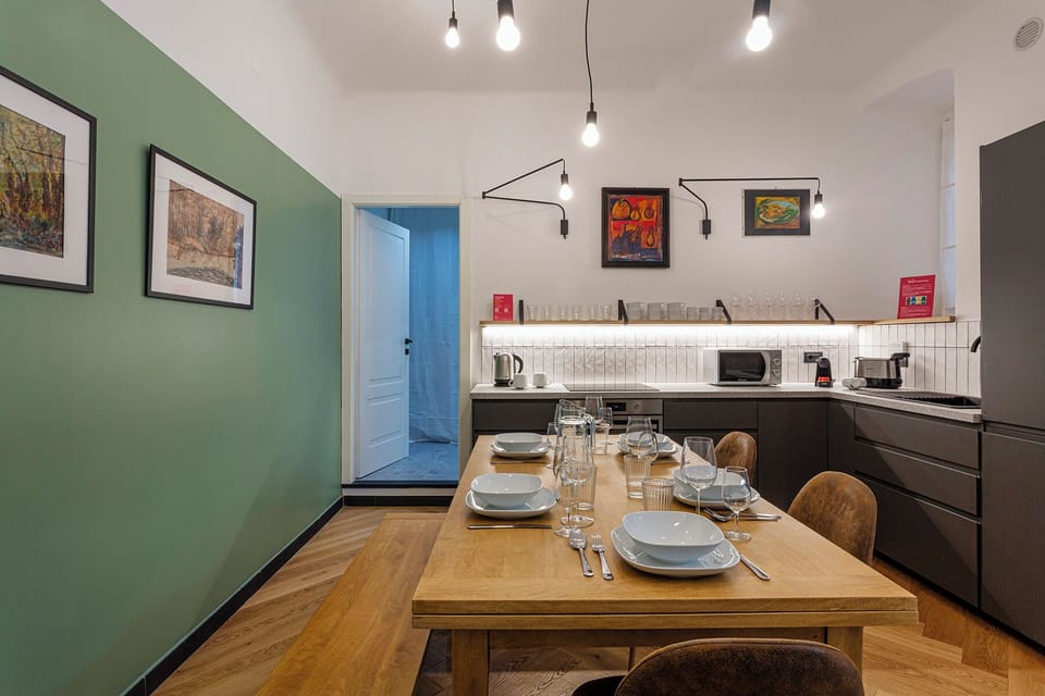 Apartment, 2 Bedrooms | Private kitchen | Fridge, microwave, oven, stovetop