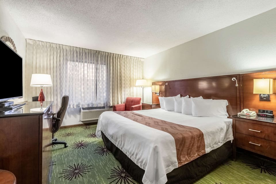 Standard Room, 1 King Bed, Non Smoking | Desk, laptop workspace, blackout drapes, iron/ironing board