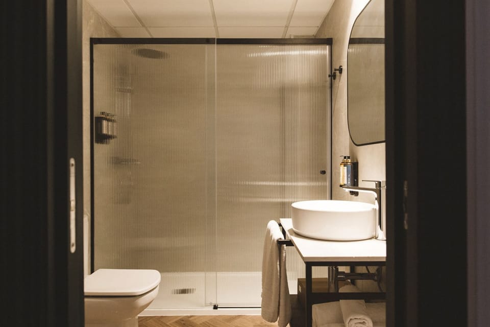 1-Bedroom Apartment (annex building) | Bathroom | Shower, hair dryer, towels, soap