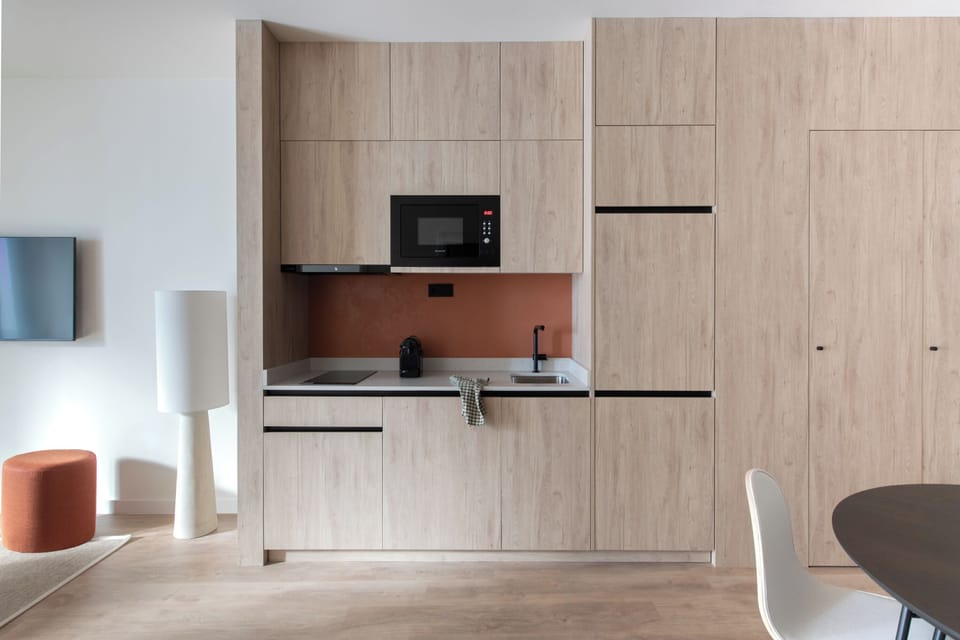 Apartment, 1 Bedroom (with Terrace) | Private kitchen | Fridge, microwave, stovetop, coffee/tea maker