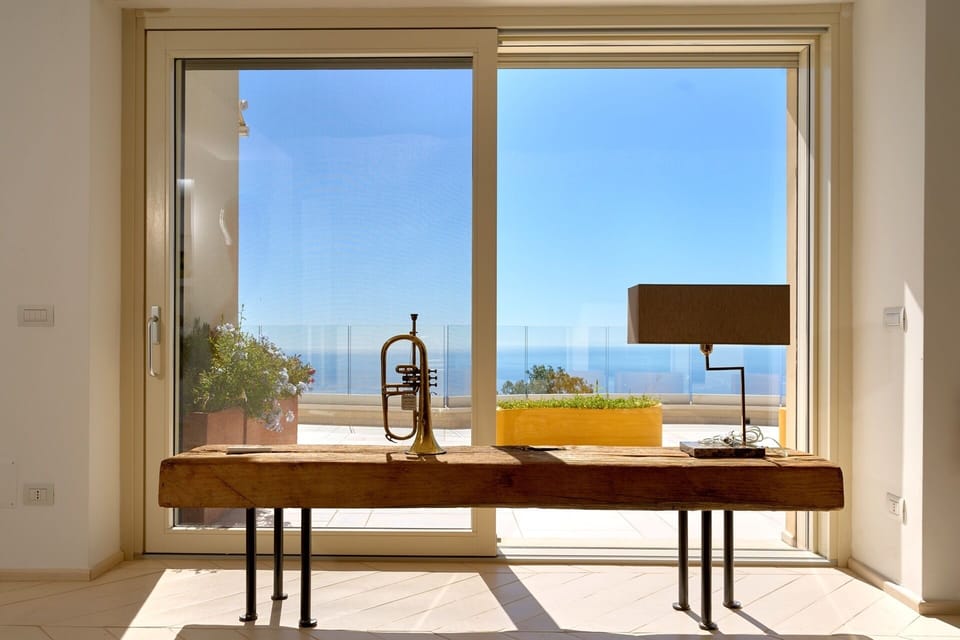 Luxury Villa, Sea View | Living area | 32-inch flat-screen TV with digital channels