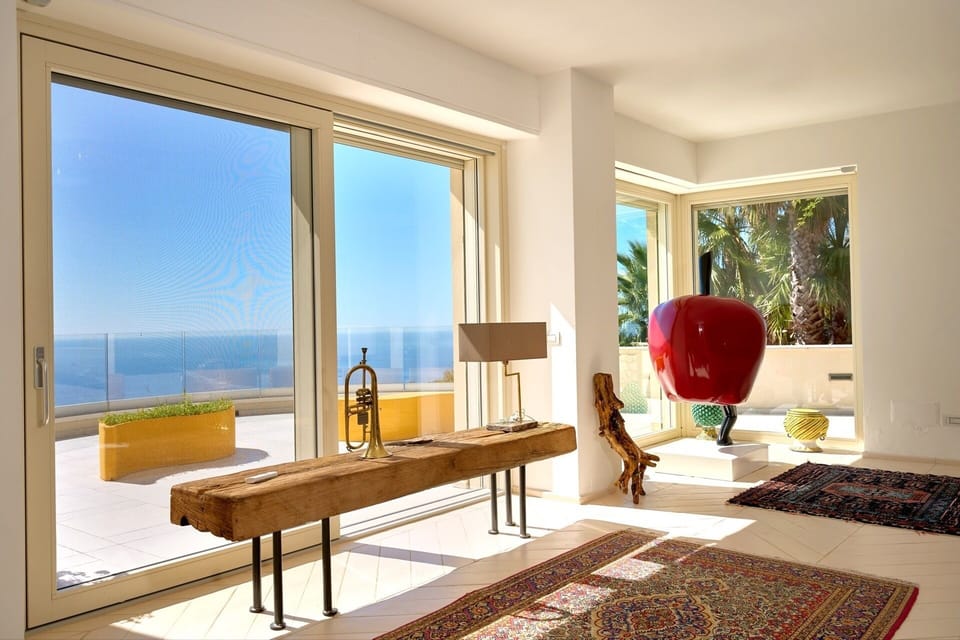 Luxury Villa, Sea View | Living area | 32-inch flat-screen TV with digital channels