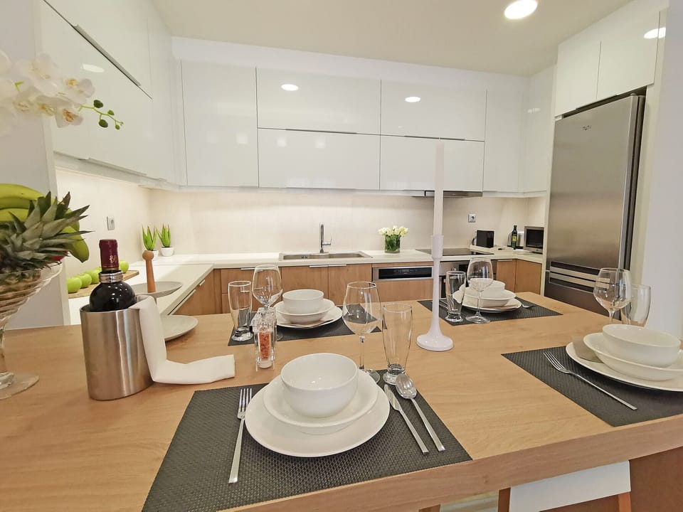 Apartment, 3 Bedrooms, Private Pool | Private kitchen | Microwave, dishwasher, coffee/tea maker, highchair