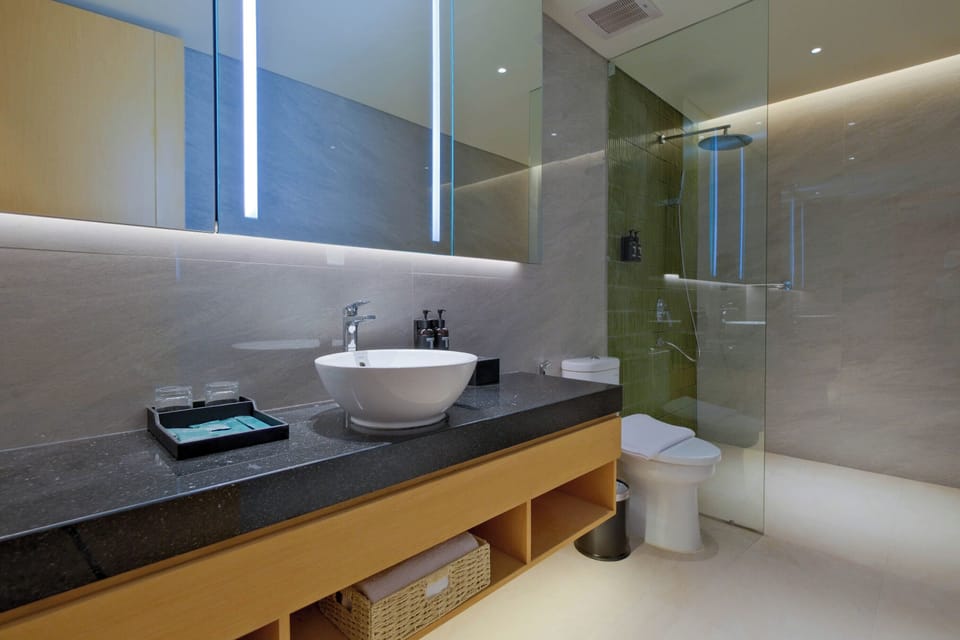 TMG Suite | Bathroom | Shower, free toiletries, slippers, bidet