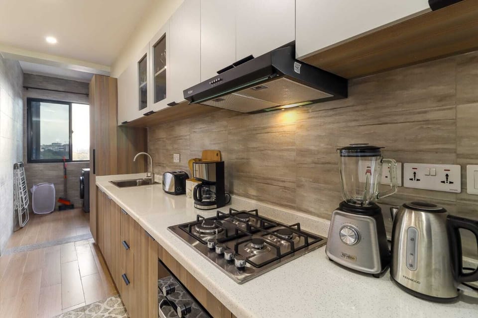 Classic Apartment, Balcony, City View | Private kitchen | Full-size fridge, microwave, oven, stovetop