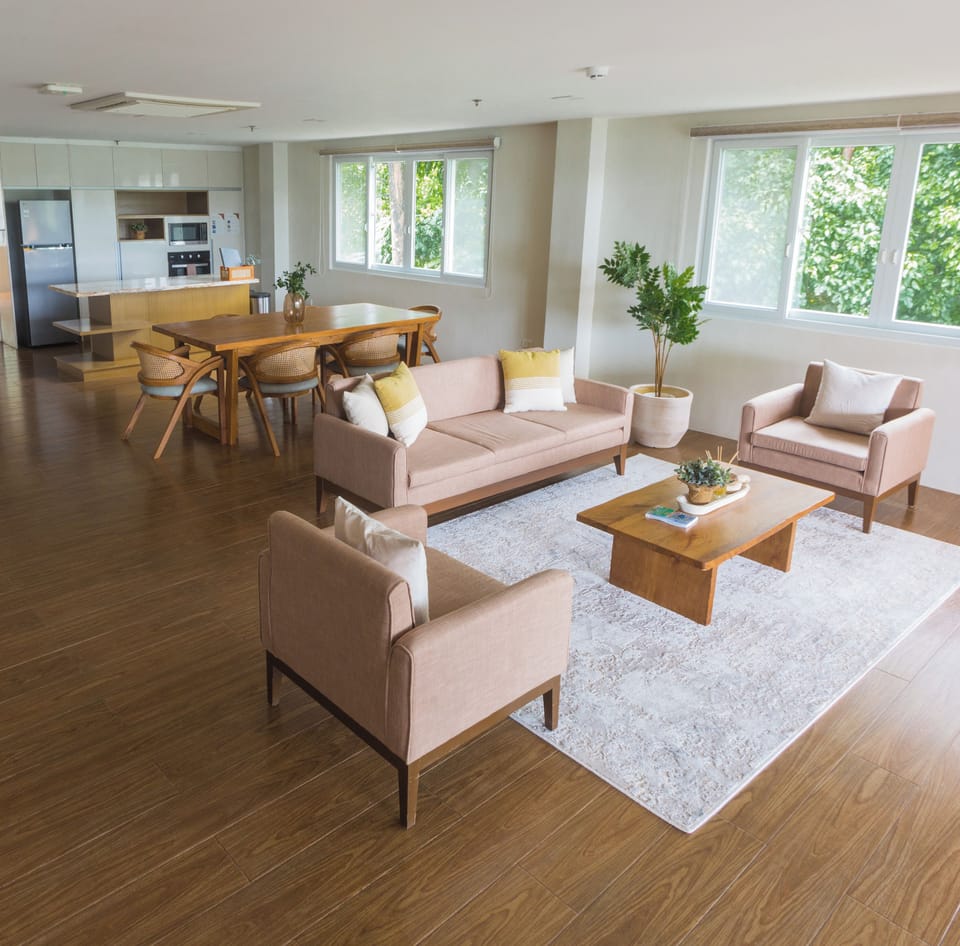Family Apartment, 3 Bedrooms, Balcony, Sea View | Living area | Flat-screen TV