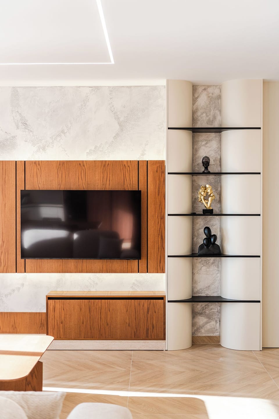 Luxury Penthouse, Beach View | Living area | 55-inch LED TV with cable channels