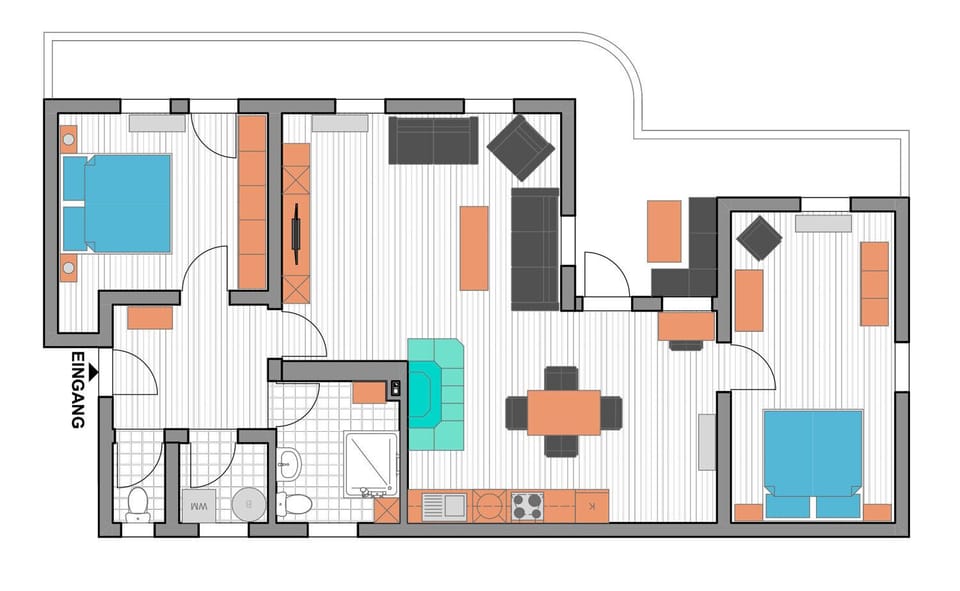 Apartment Sonnenschein (additional 60 EUR Cleaning Fee to be paid at the property) | Living area | 77-cm flat-screen TV with satellite channels, TV