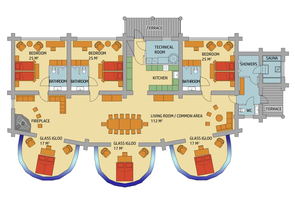 Luxury Kelo-Glass Igloo | Floor plan