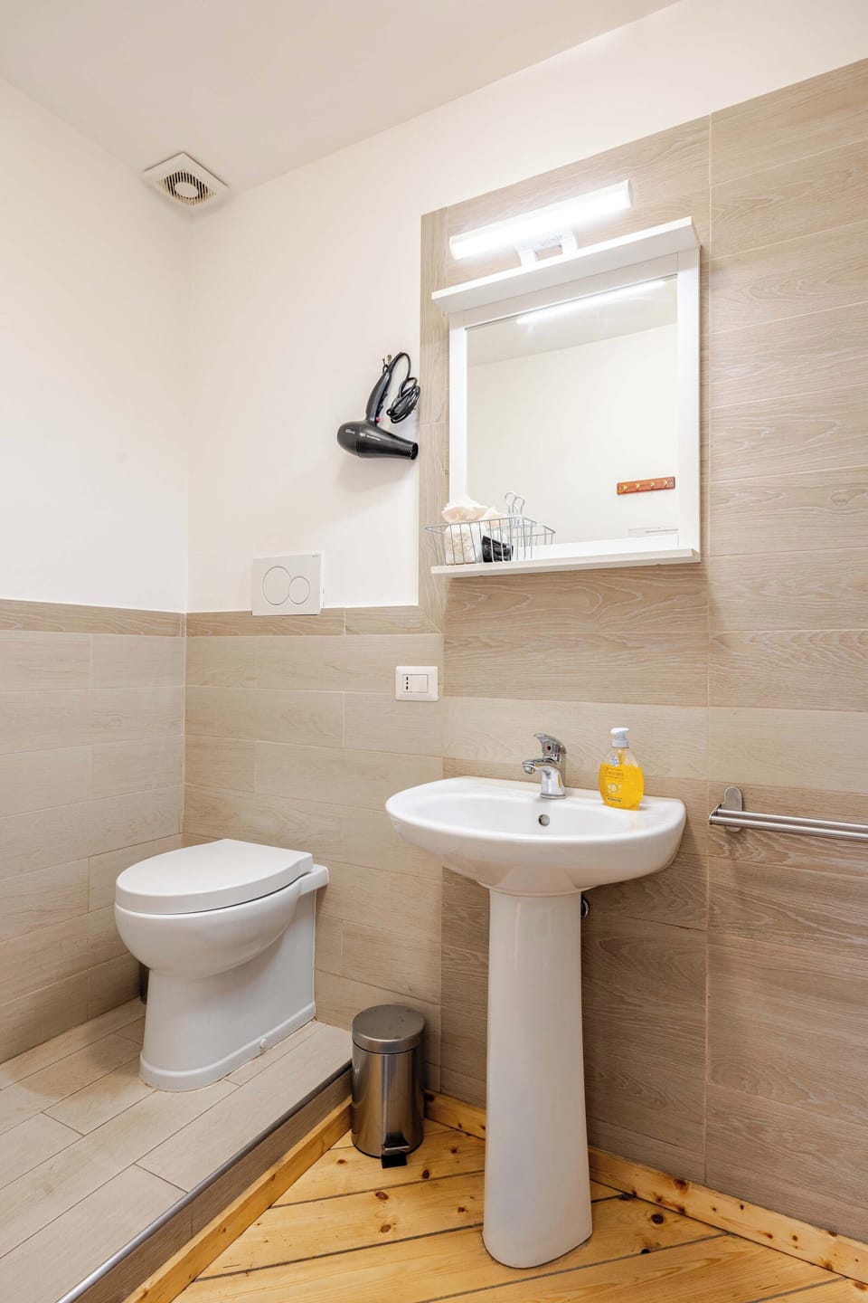 Shower, hair dryer, bathrobes, bidet