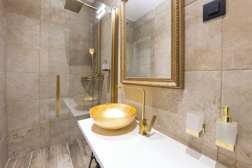 Shower, hair dryer, bathrobes, slippers