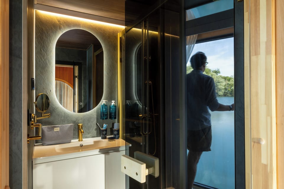 Royal Suite, 1 King Bed, Lake View | Bathroom | Separate tub and shower, hair dryer, towels, soap