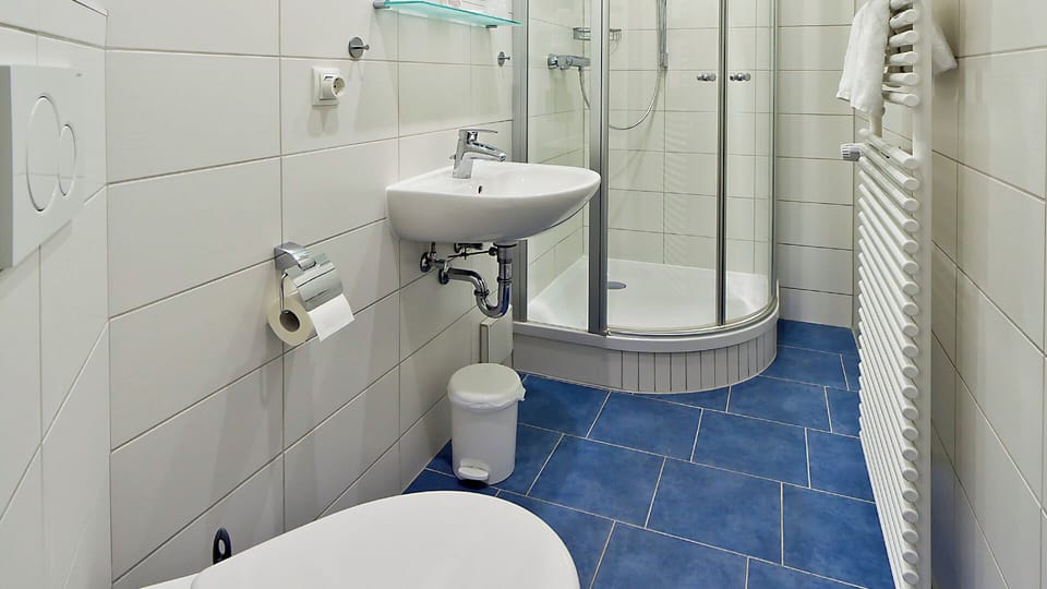 Bathroom | Hair dryer, towels, soap, shampoo