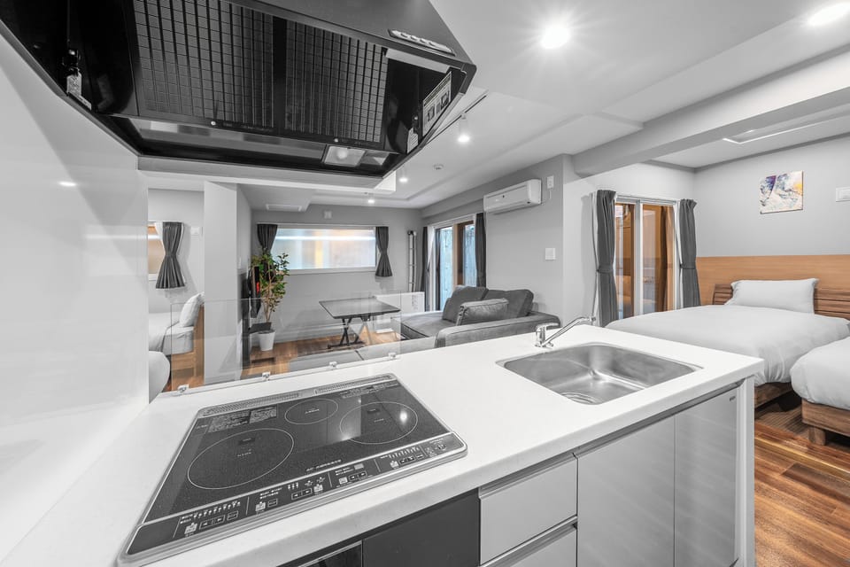 Fridge, microwave, stovetop, rice cooker