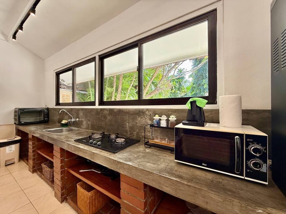 Family Villa, Lanai, Pool View | Private kitchen | Fridge, microwave, stovetop, toaster