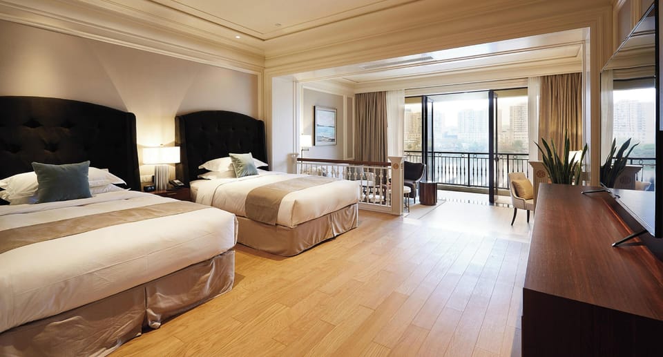 Comfort Twin Room, 2 Double Beds, Lake View | In-room safe, laptop workspace, blackout drapes, iron/ironing board