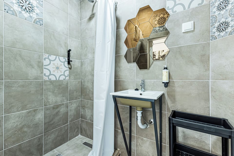 Basic Single Room | Bathroom | Shower, towels, soap, toilet paper
