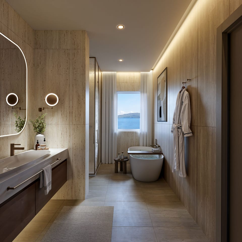 Combined shower/tub, free toiletries, hair dryer, towels
