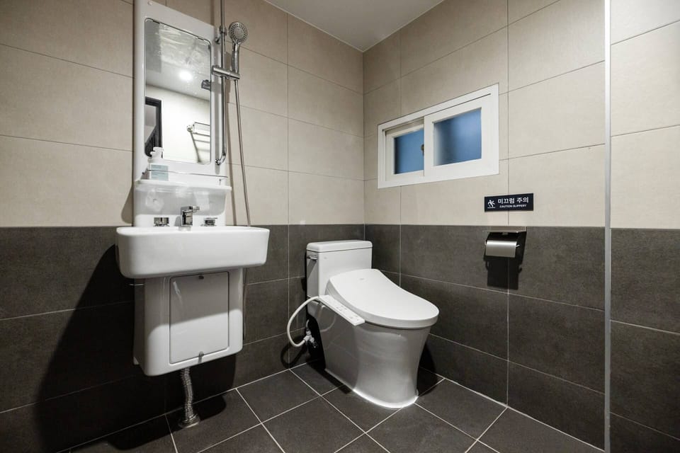 Hair dryer, bathrobes, slippers, bidet