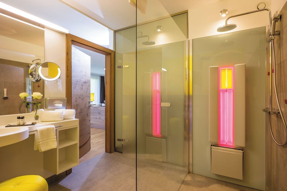 Studio Suite, Balcony, Mountain View | Bathroom | Shower, designer toiletries, hair dryer, bathrobes