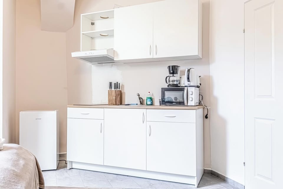 Basic Studio | Private kitchen | Mini-fridge, microwave, oven, stovetop