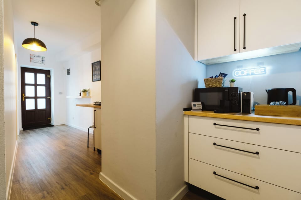 Mini-fridge, microwave, espresso maker, coffee/tea maker