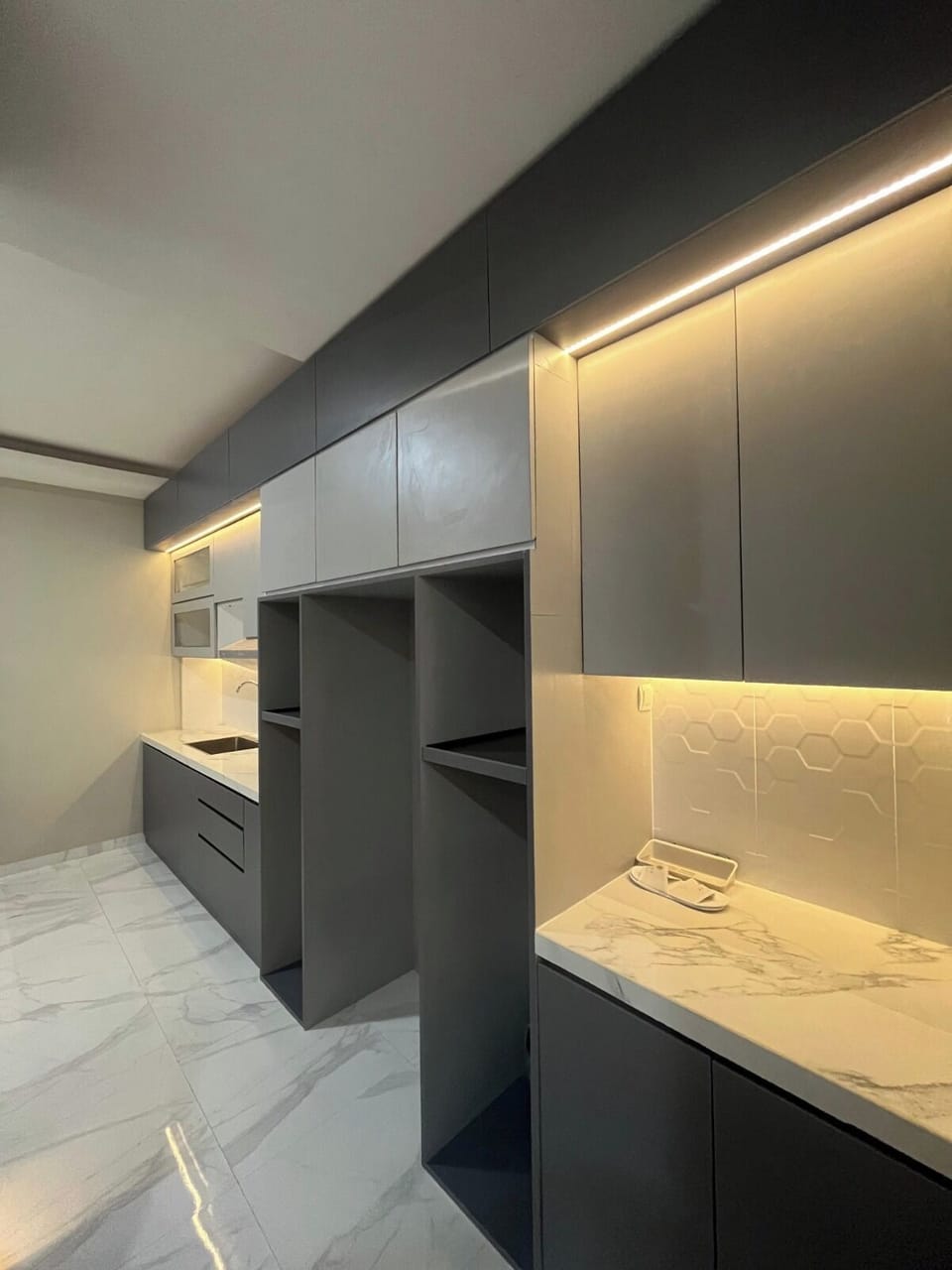 Family Apartment | Desk, laptop workspace, blackout drapes, soundproofing