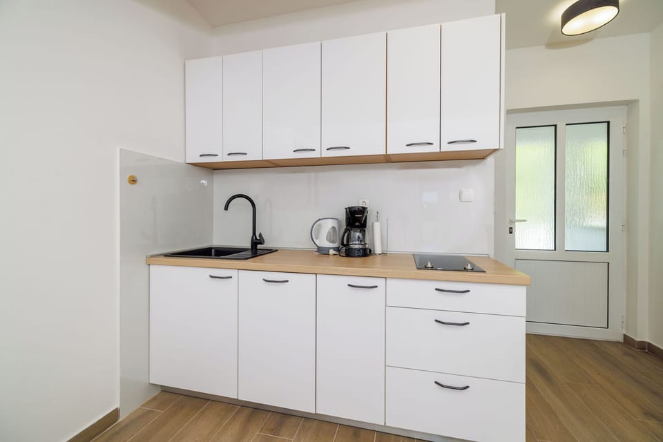 Apartment (A3) | Private kitchen | Fridge, microwave, stovetop, espresso maker