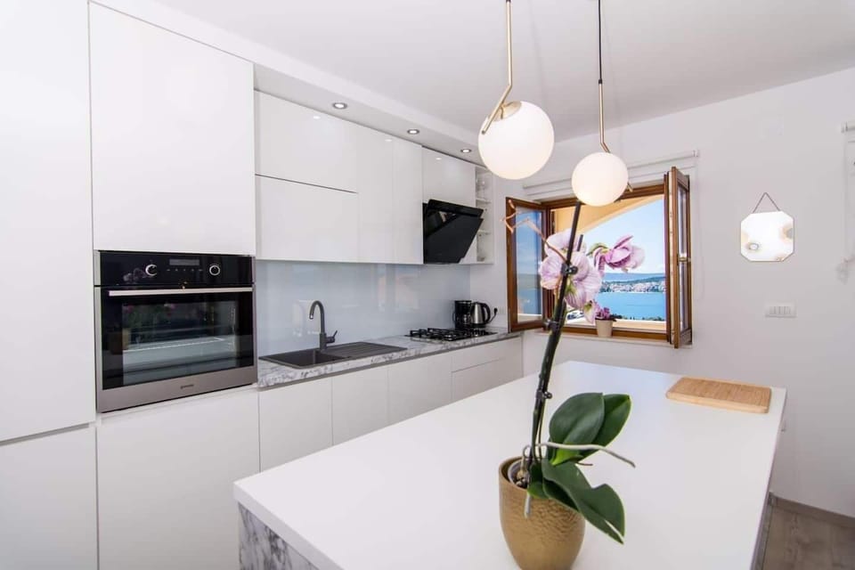 Apartment (A1) | Private kitchen | Fridge, microwave, oven, stovetop