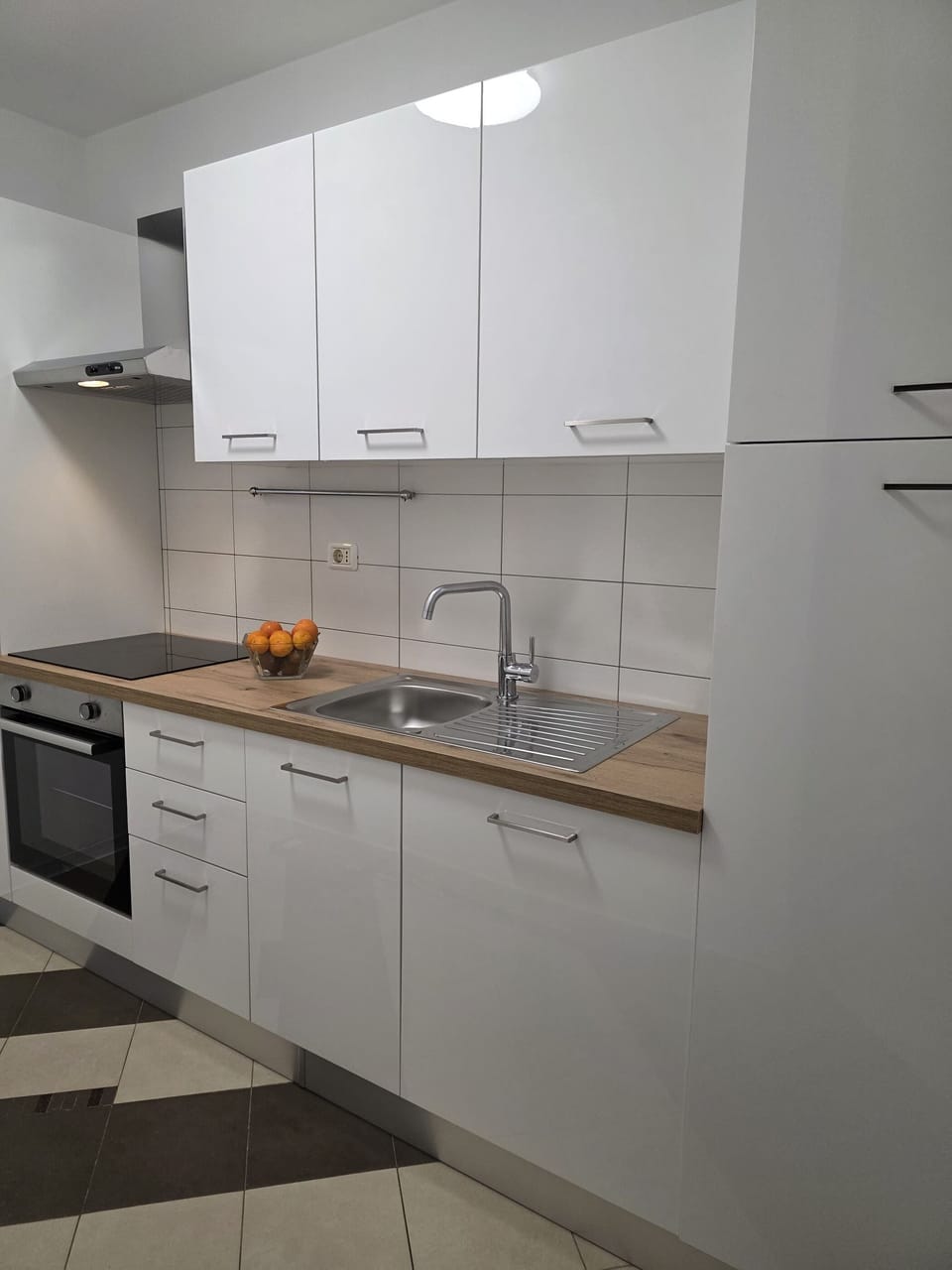 Apartment (A1) | Private kitchen | Fridge, microwave, oven, stovetop