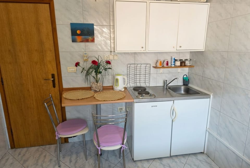 Room (S1) | Private kitchen | Mini-fridge, stovetop, electric kettle