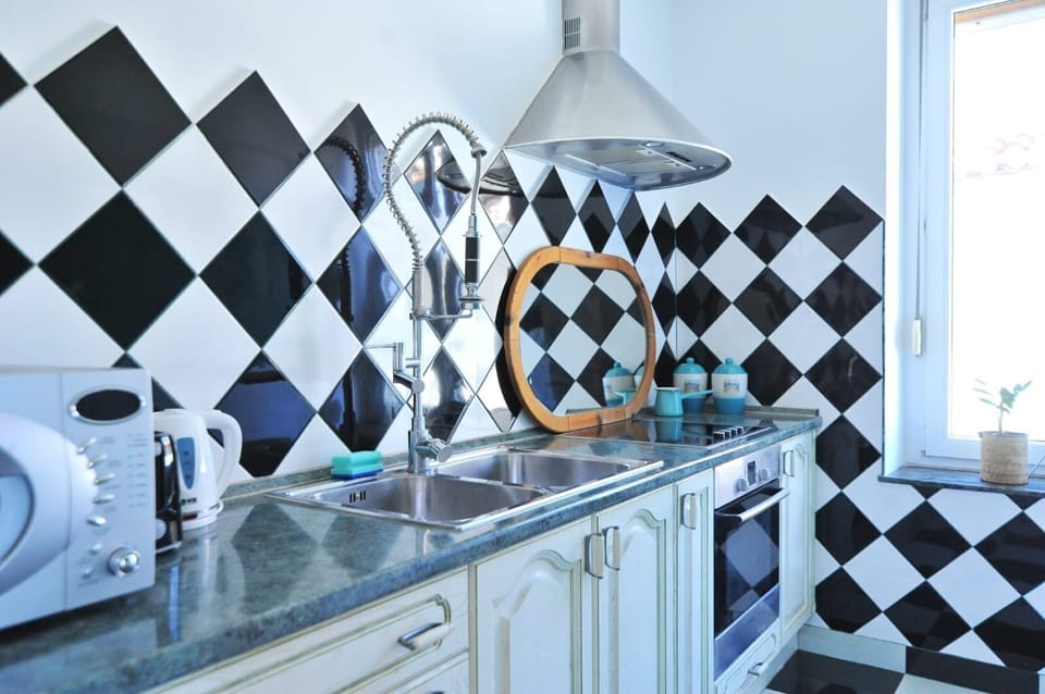 Apartment (A1) | Private kitchen | Fridge, microwave, oven, stovetop
