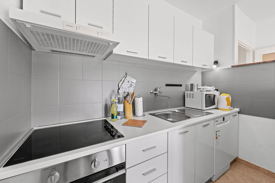 Apartment (A1) | Private kitchen | Fridge, microwave, oven, stovetop