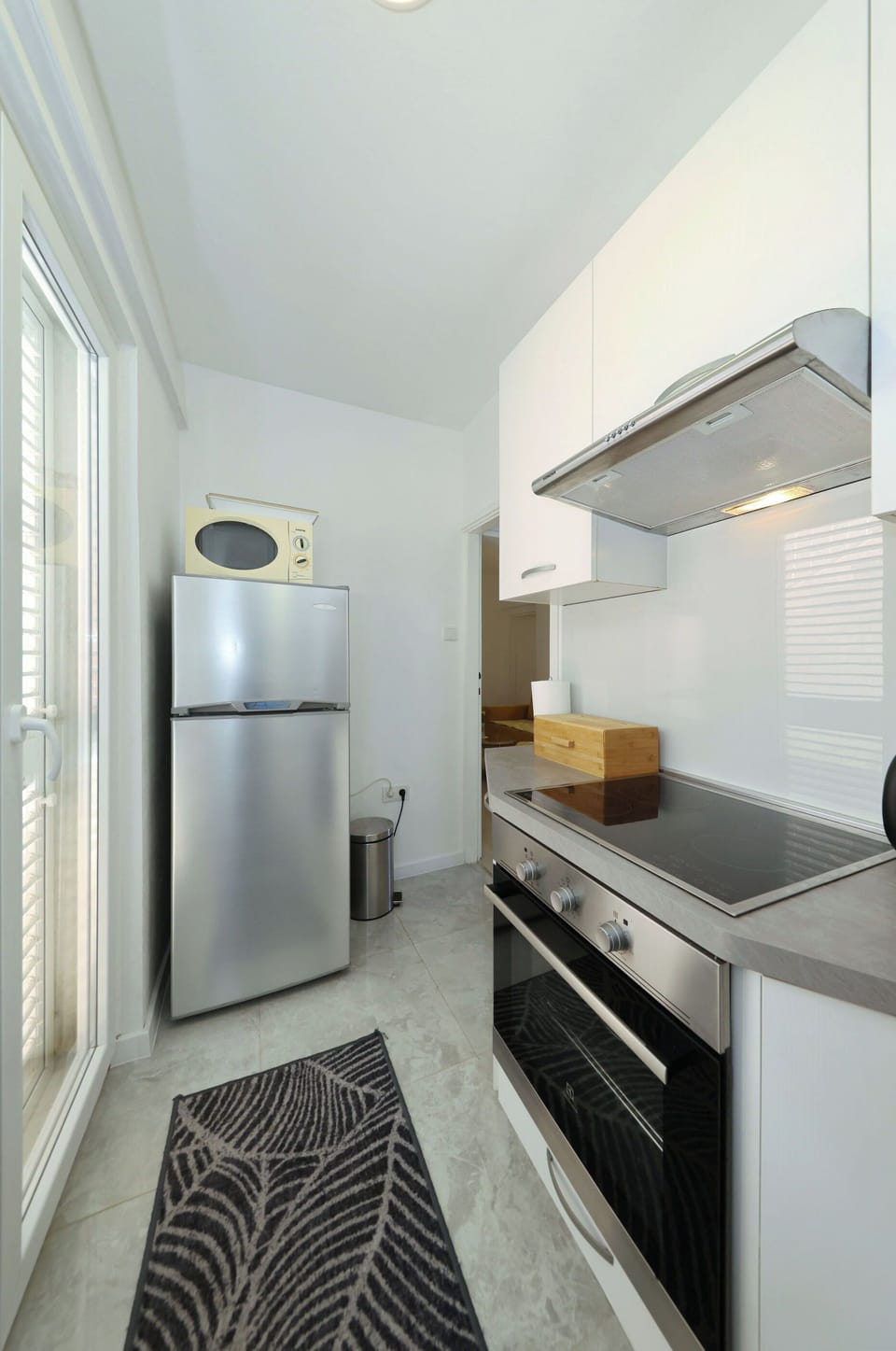 Apartment (A1) | Private kitchen | Fridge, microwave, oven, stovetop