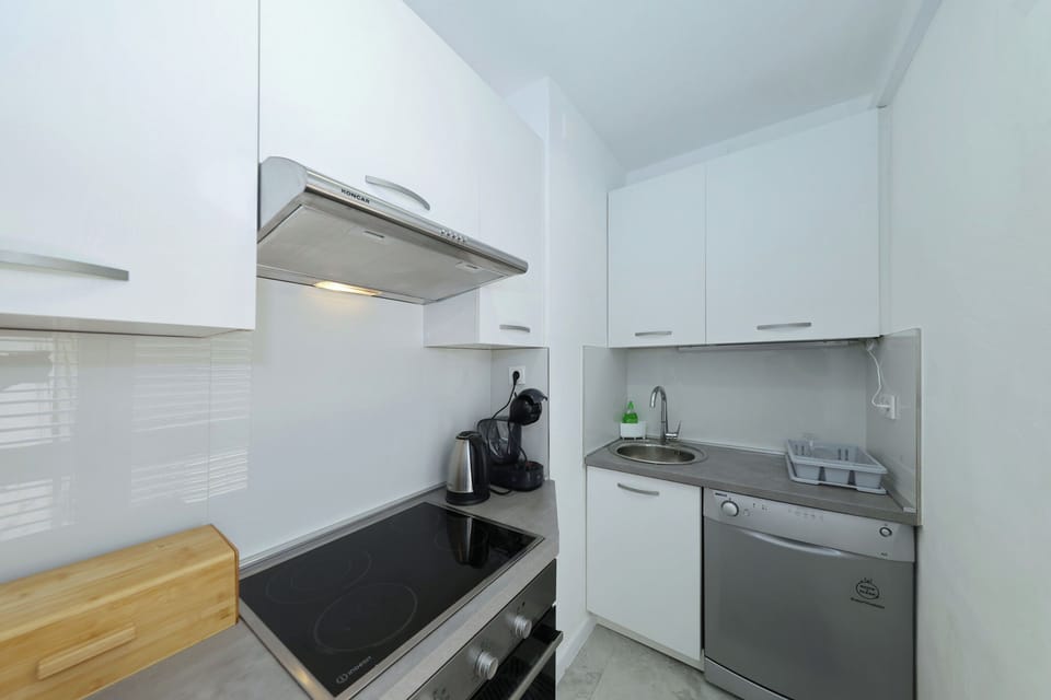 Apartment (A1) | Private kitchen | Fridge, microwave, oven, stovetop