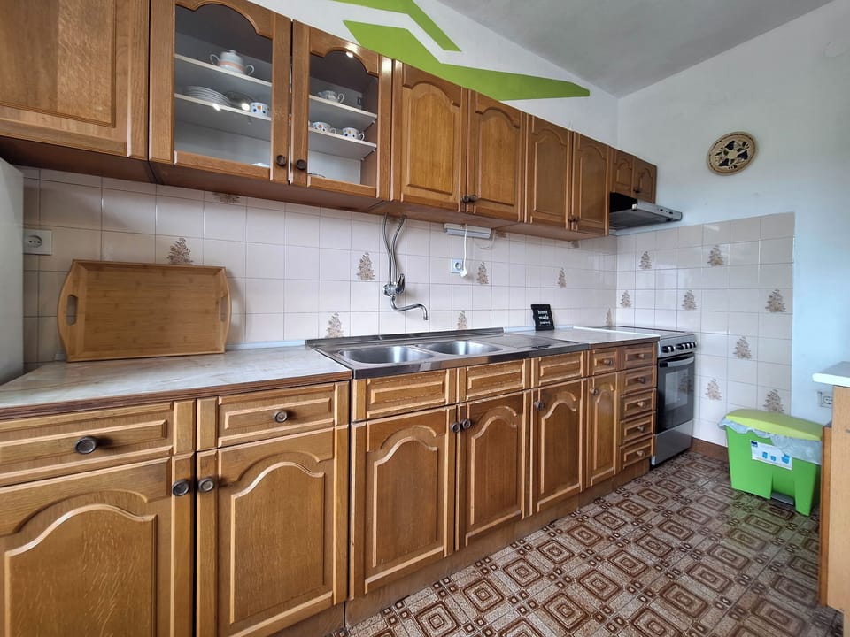 Apartment (A1) | Private kitchen | Fridge, microwave, oven, stovetop