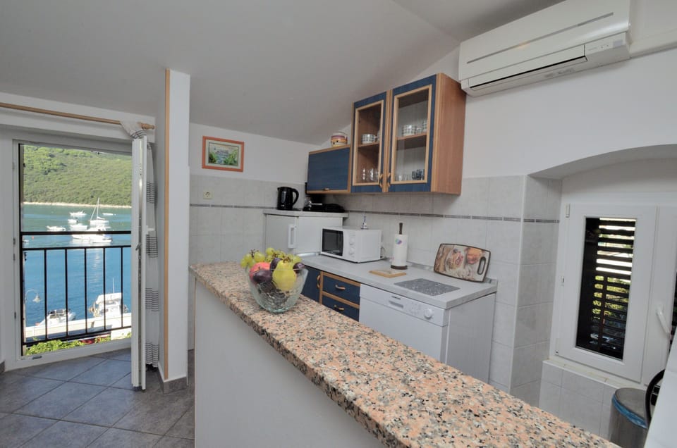 Apartment (A2) | Private kitchen | Espresso maker, fridge, microwave, stovetop