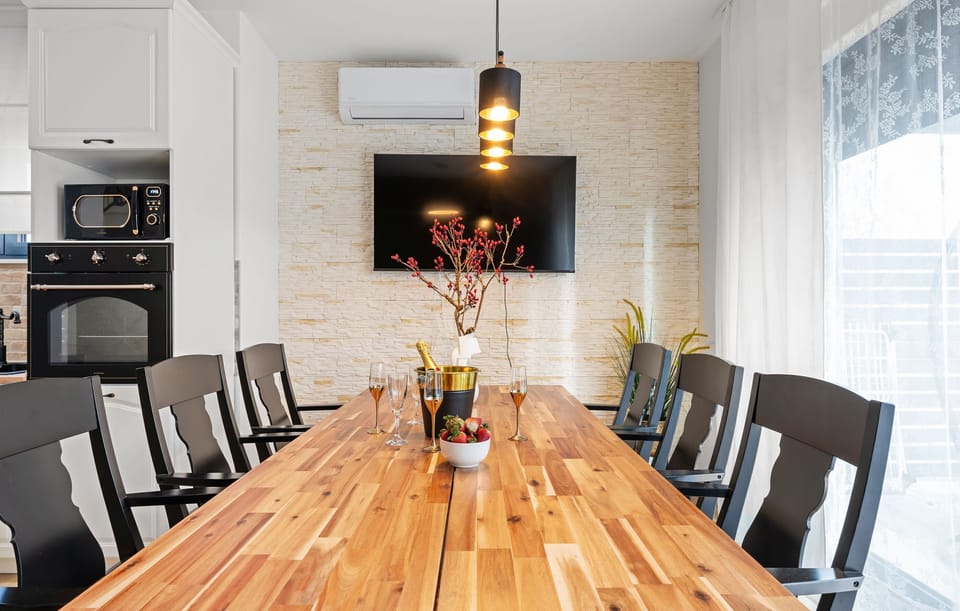 Villa | Private kitchen | Fridge, microwave, oven, stovetop