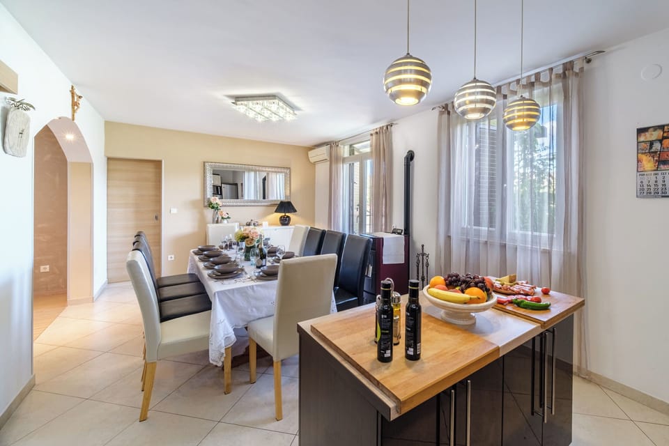 Villa | Private kitchen | Fridge, microwave, oven, stovetop