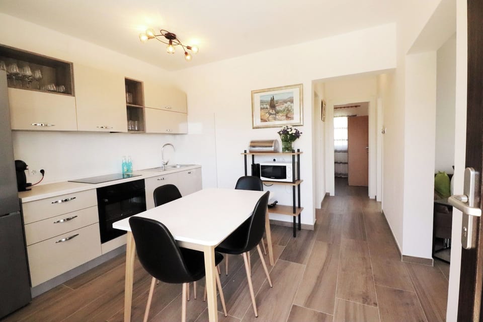 Villa | Private kitchen | Fridge, microwave, oven, stovetop