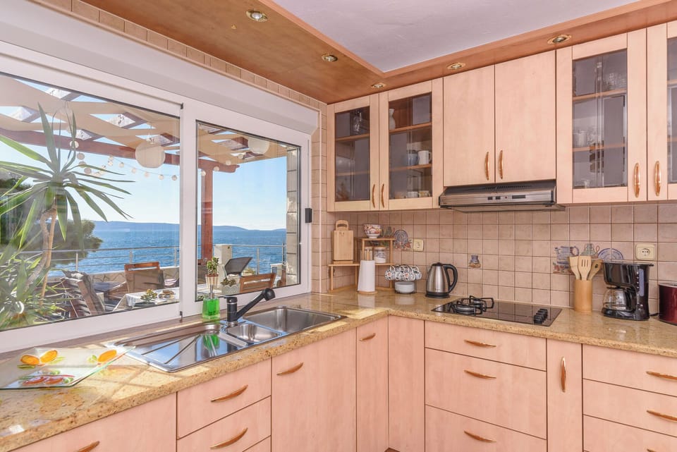 Apartment (A1) | Private kitchen | Fridge, microwave, oven, stovetop