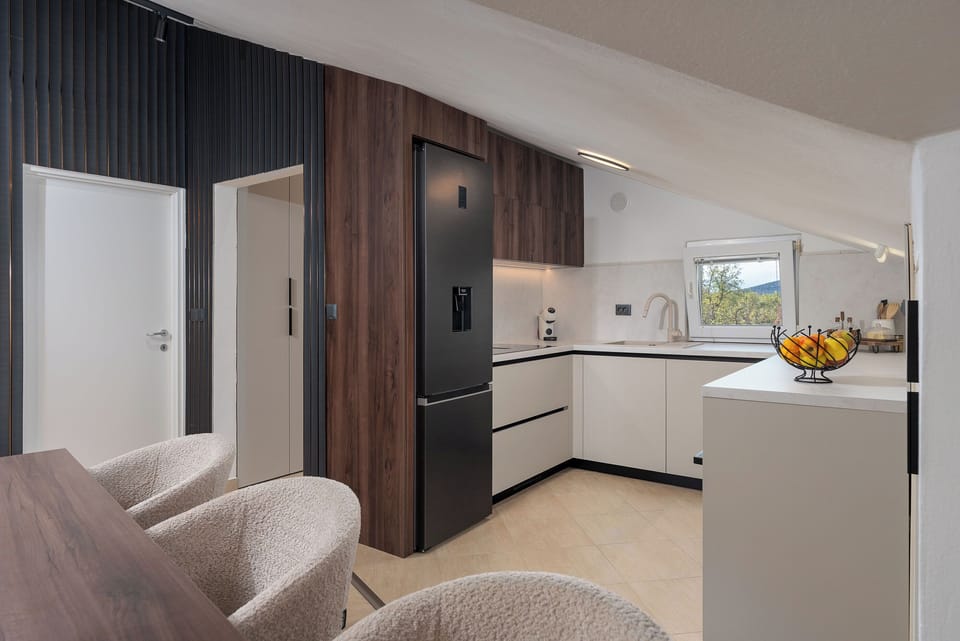 Villa | Private kitchen | Fridge, microwave, oven, stovetop