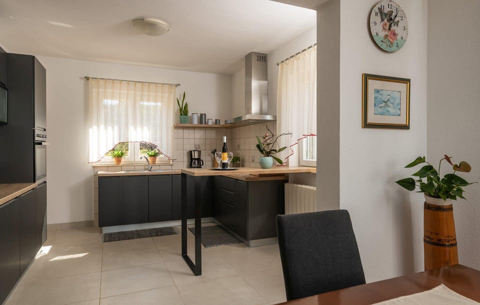 Villa | Private kitchen | Fridge, microwave, oven, stovetop