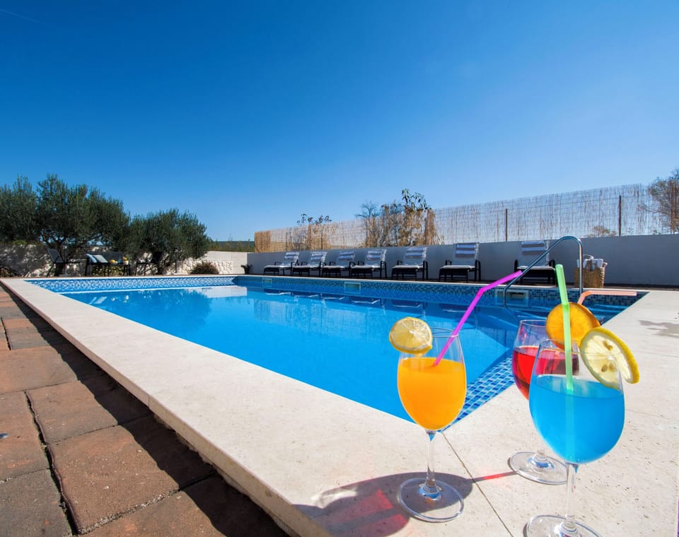 Outdoor pool, sun loungers