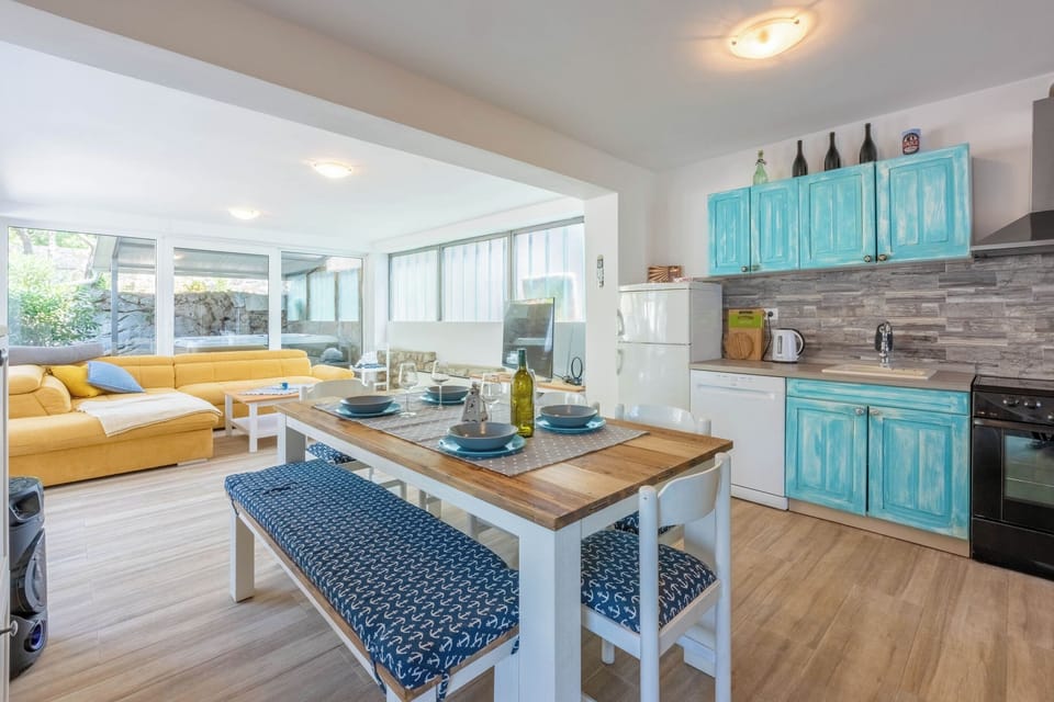 Villa | Private kitchen | Fridge, microwave, oven, stovetop