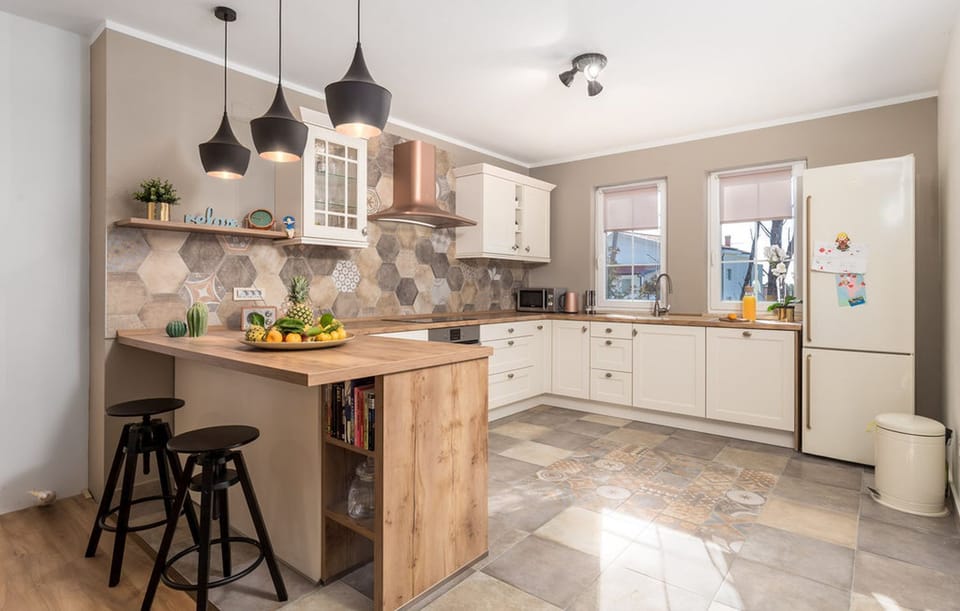 Villa | Private kitchen | Fridge, microwave, oven, stovetop