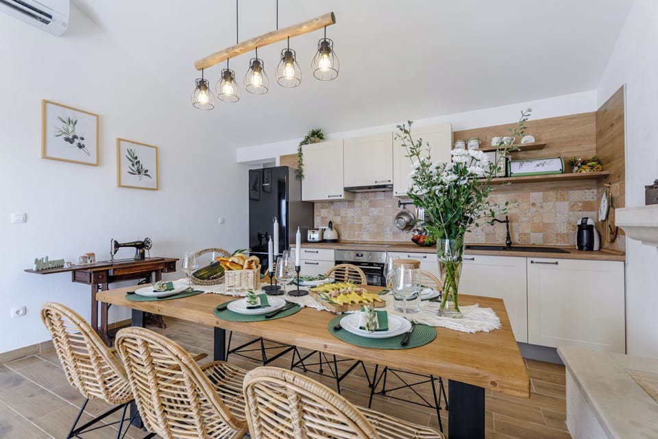 Villa | Private kitchen | Fridge, microwave, oven, stovetop