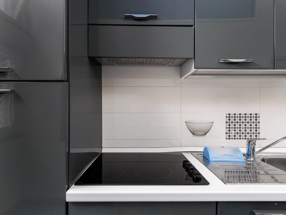 Comfort Apartment | Private kitchen | Fridge, microwave, stovetop, electric kettle