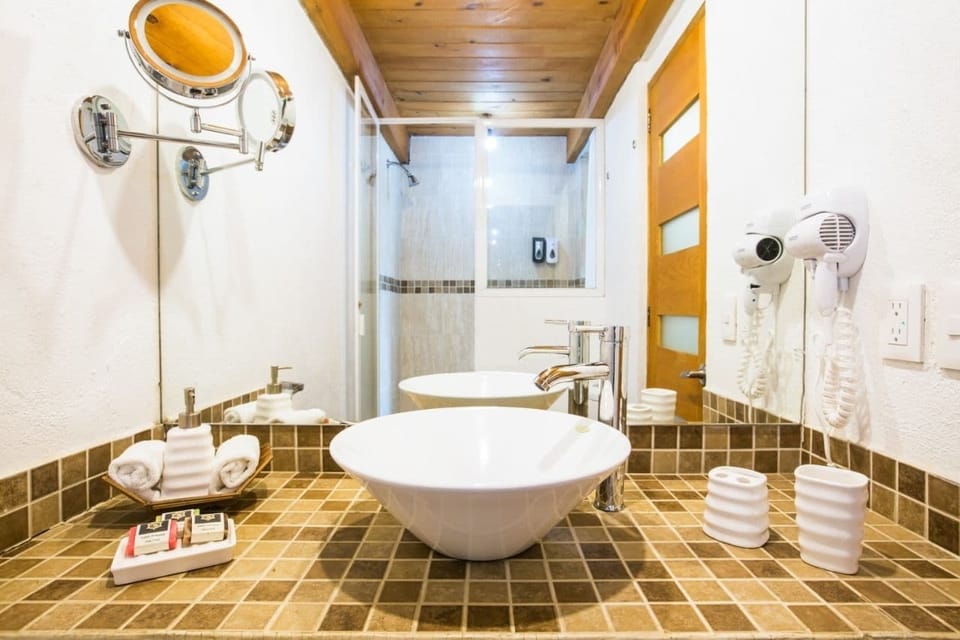 Standard Room, 1 Queen Bed | Bathroom | Shower, free toiletries, hair dryer, towels