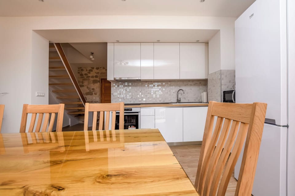 Villa | Private kitchen | Fridge, microwave, oven, stovetop
